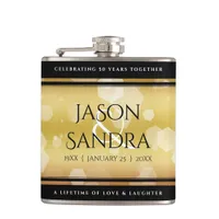 Elegant 50th Golden Wedding Anniversary Flask