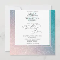 ~* Ombre Beach Glitter Trendy Elegant AR4 Wedding Invitation