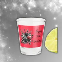 Happy 50th Birthday Red and Black Roses | Shot Glass