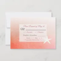 Coral Starfish Tropical Wedding RSVP card