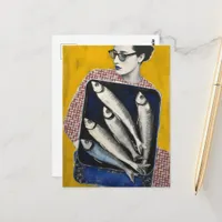 Woman and Fish Postcard