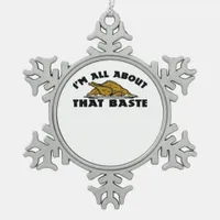 All About That Baste Classic Modern Look Snowflake Pewter Christmas Ornament