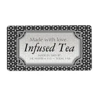 Black White Arabesque Tea Wine Bottle Labels