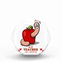 Teacher Appreciation Worm in Apple Add Name Acrylic Award