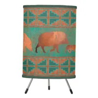 Southwest Cute Javelina Family Copper Teal  Tripod Lamp