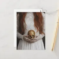 Abstract Red haired Woman With a Skull Postcard
