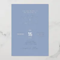 Dusty Blue Modern Minimalist  Foil Invitation