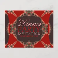 Lacy Red Batik Dinner Party Invitation Postcard