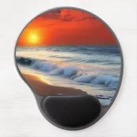 Ocean Waves and Sunset on Sandy Shower Gel Mouse Pad