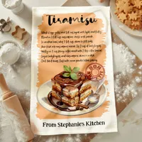 Tiramisu Recipe Personalized Kitchen Towel