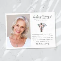 Eucalyptus Cross Funeral Memorial Thank You Card