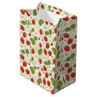 Strawberry Blossoms and Berries Pattern Medium Gift Bag