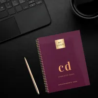 Burgundy monogram initials logo business 2025 planner