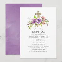 Spring Floral Watercolor Baptism or Christening Invitation
