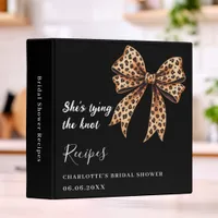 Black leopard bow the knot Bridal Shower recipe 3 Ring Binder