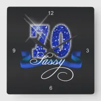 Sassy Seventy Sparkle Square Wall Clock