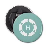 Modern Futuristic Circle SciFi Geek Monogram Mint Bottle Opener