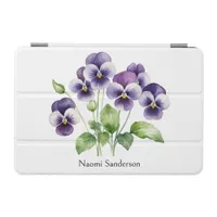 Pretty Purple Violets Watercolor Spring Flowers iPad Mini Cover