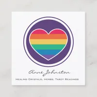 Rainbow Heart Square Business Card