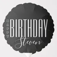 Black And White Modern Typography Happy Birthday Balloon