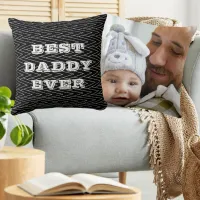 Black And White Geometric Best Daddy Ever Photo  Throw Pillow