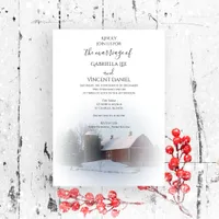 Snowy Barn and Silo Winter Country Wedding Invitation