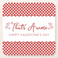 That's Amore! Italian Themed Valentine's Day Party Square Paper Coaster