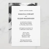 Minimalist Black & White Temple Wedding Reception Invitation