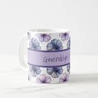 Floral Watercolor Pattern Lavender and Blue Coffee Mug