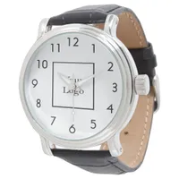 White elegant classic business logo watch