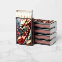 Fire breathing dragon gold blue and red scales matchboxes