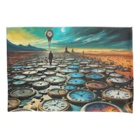 As Time Walks By AI Art Pillow Case