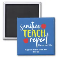 Fun Sanitize Teach Repeat Teacher Life Magnet