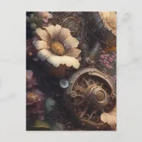 Steampunk Door with White Flowers Postcard