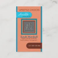 Peach & Blue Add Your Photo Business Card