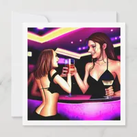 Cheers | Two Woman Toasting Anniversary Invitation