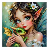 Pretty  Fairy and Dragon Themed Girl's   Acrylic Print