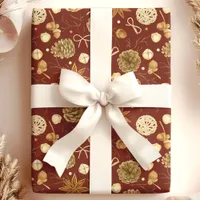 Rustic Watercolor Pine Cone Christmas Wrapping Paper