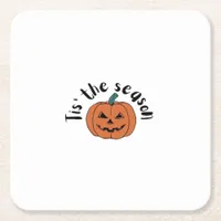 Tis The Season Funny Sloth Design Square Paper Coaster