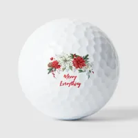 Poinsettias Merry Everything Christmas Holiday   Golf Balls