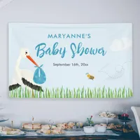 Sky Blue Stork Baby Shower Banner