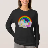 White Unicorn Cloud Rainbow Women's Long Sleeve T-Shirt