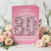 Sparkling Shiny Glam Pink Diamond 80th Birthday Card