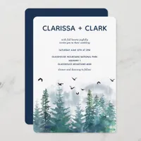 Cute Modern Watercolor Forrest Landscape Wedding I Invitation