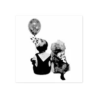 Birthday Baby Boy and Dog with Balloon Rubber Stamp