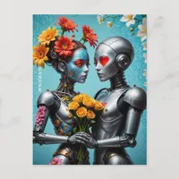 Robots in Love Postcard