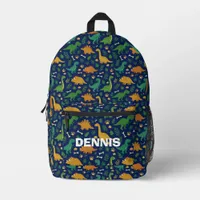 Dinosaur jungle blue brown green printed backpack