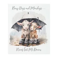 Cute Rainy Day Goats  Metal Print