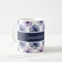 Floral Watercolor Pattern Lavender and Blue Coffee Mug