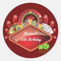 Casino Birthday Party Classic Round Sticker